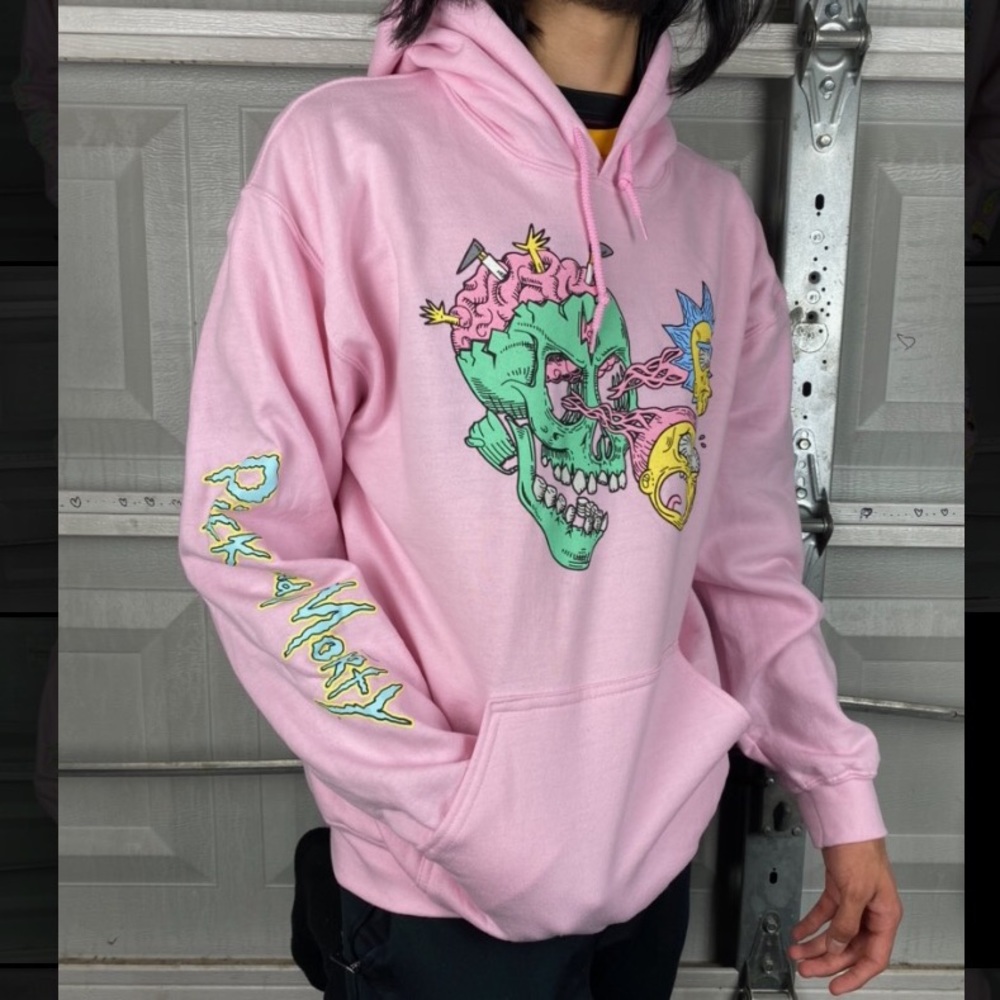 Rick and Morty pink hoodie medium